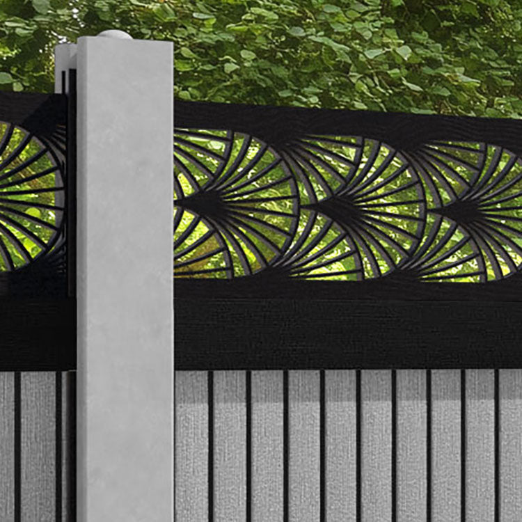 Virtis Laurel Fence Panel - Light Grey - for existing concrete posts
