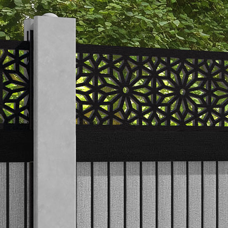 Virtis Narwa Fence Panel - Light Grey - for existing concrete posts