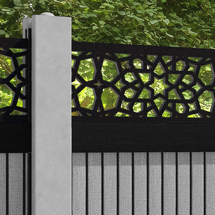 Virtis Nazira Fence Panel - Light Grey - for existing concrete posts