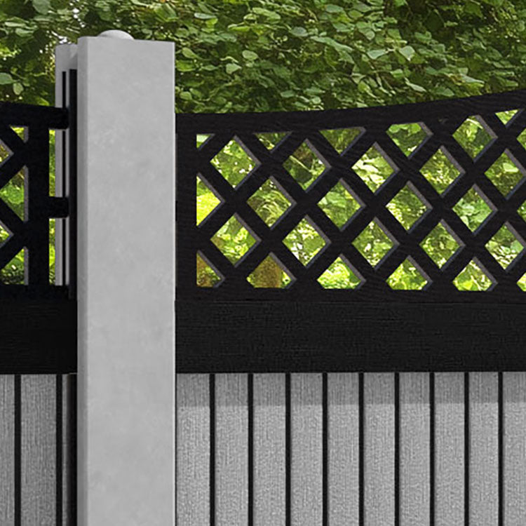 Virtis Oxford Curved Top Fence Panel - Light Grey - for existing concrete posts