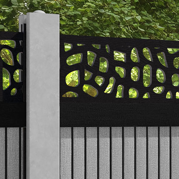 Virtis Pebble Fence Panel - Light Grey - for existing concrete posts