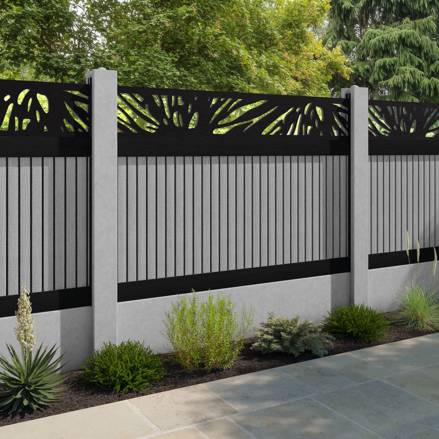 Virtis Poppy Fence Panel - Light Grey - for existing concrete posts