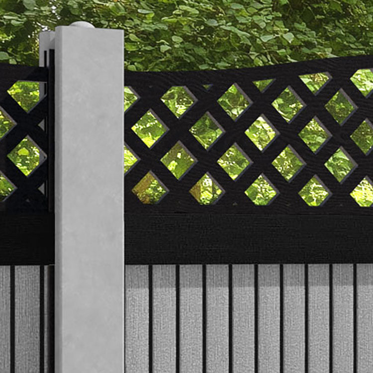 Virtis High Wave Fence Panel - Light Grey - for existing concrete posts