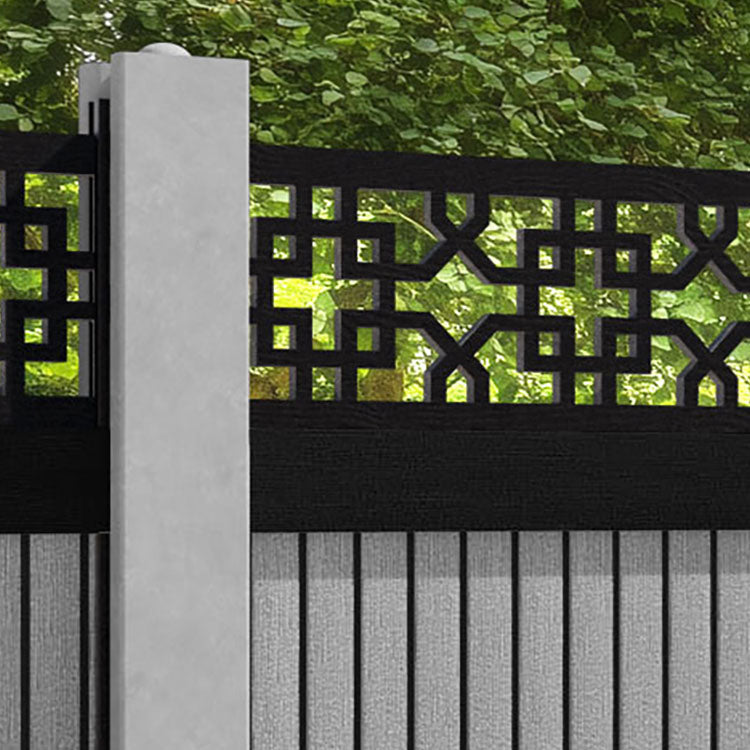 Virtis Zaria Fence Panel - Light Grey - for existing concrete posts