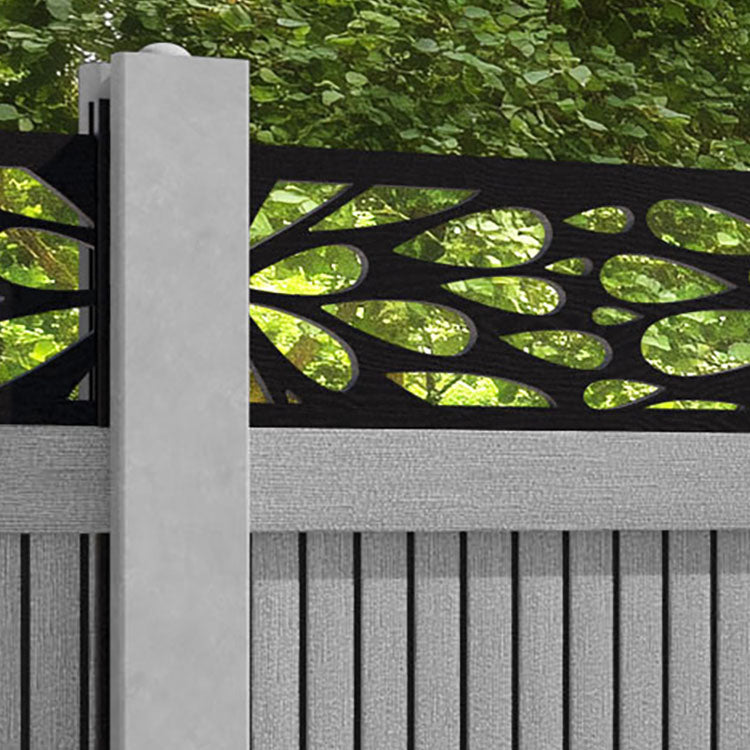 Virtis Blossom Fence Panel - Light Grey - for existing concrete posts