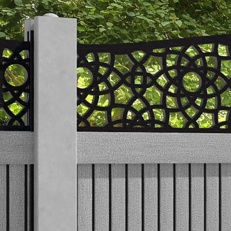 Virtis Ambar Curved Top Fence Panel - Light Grey - for existing concrete posts