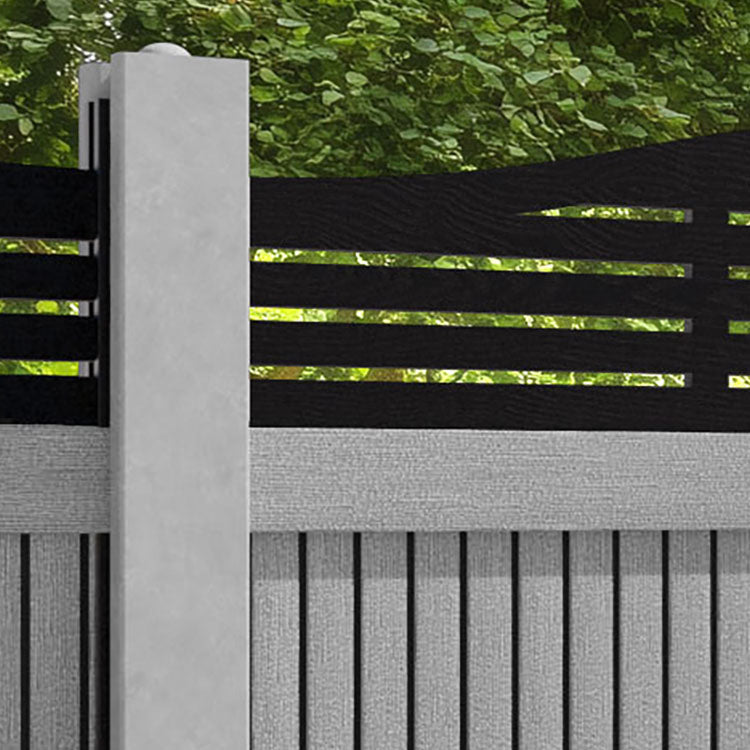 Virtis Aspen Curved Top Fence Panel - Light Grey - for existing concrete posts