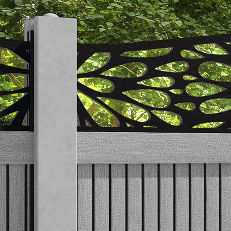 Virtis Blossom Curved Top Fence Panel - Light Grey - for existing concrete posts