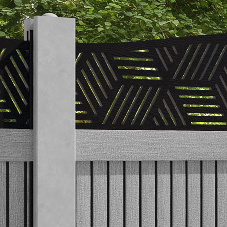 Virtis Cubed Curved Top Fence Panel - Light Grey - for existing concrete posts