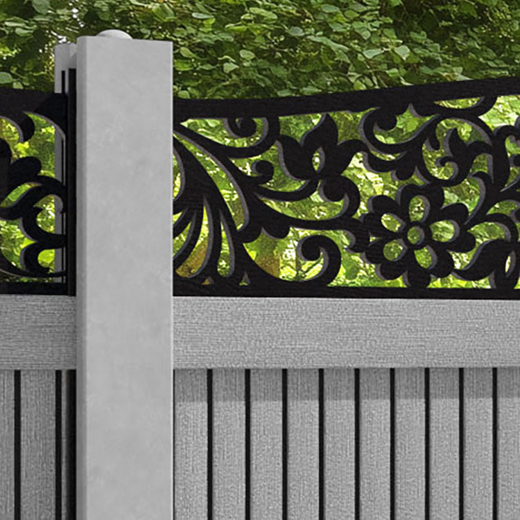 Virtis Eden Curved Top Fence Panel - Light Grey - for existing concrete posts