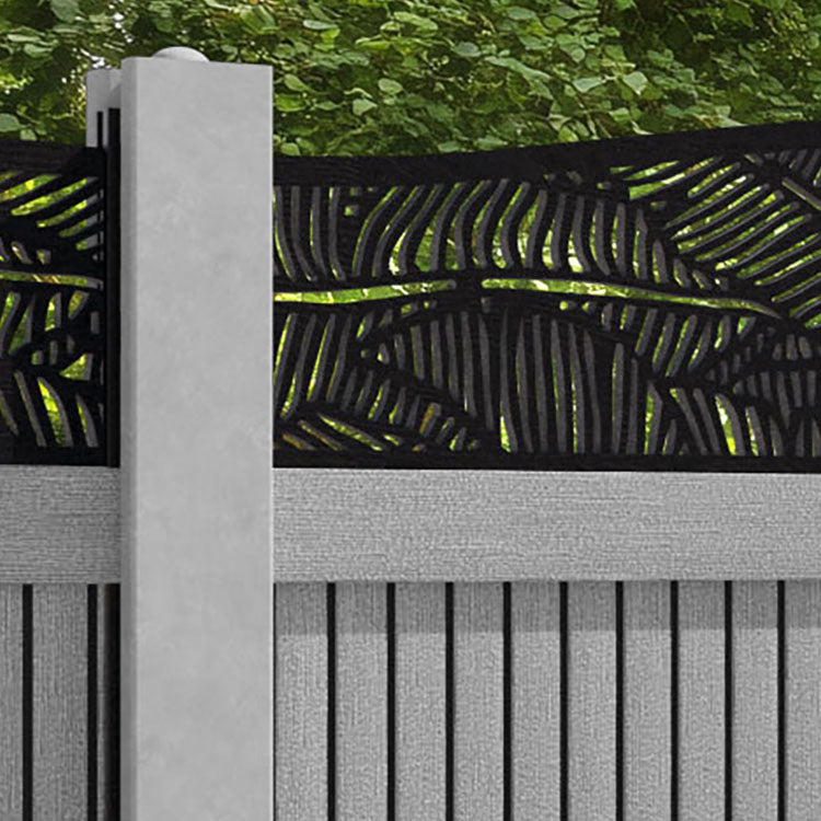 Virtis Feather Curved Top Fence Panel - Light Grey - for existing concrete posts