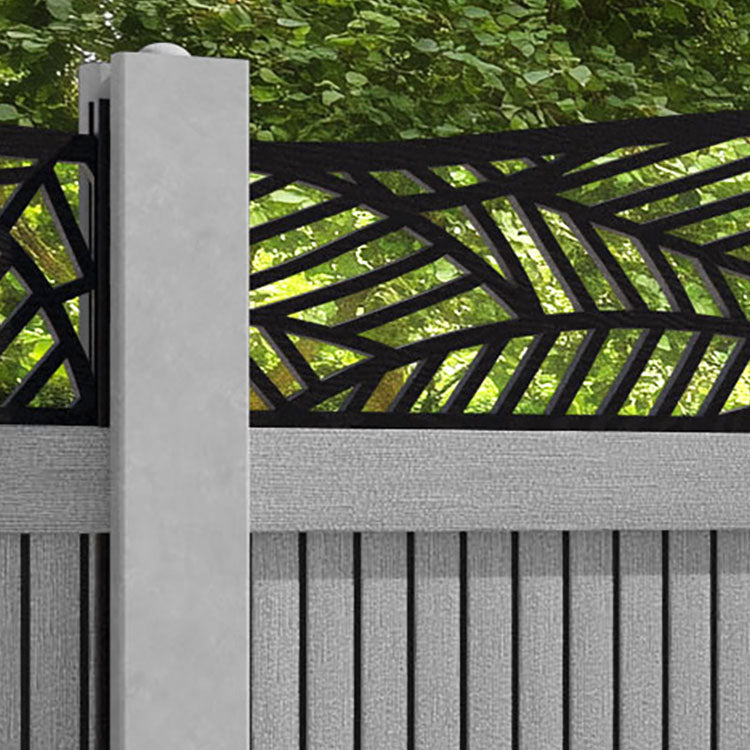 Virtis Habitat Curved Top Fence Panel - Light Grey - for existing concrete posts