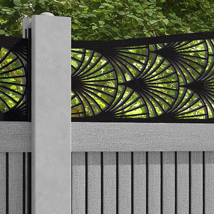 Virtis Laurel Curved Top Fence Panel - Light Grey - for existing concrete posts