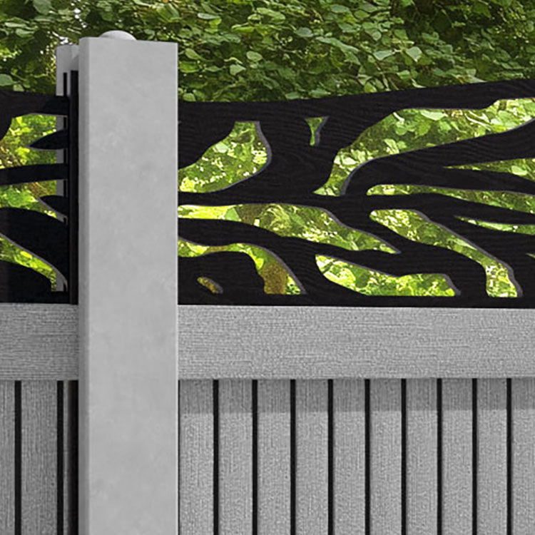 Virtis Malawi Curved Top Fence Panel - Light Grey - for existing concrete posts
