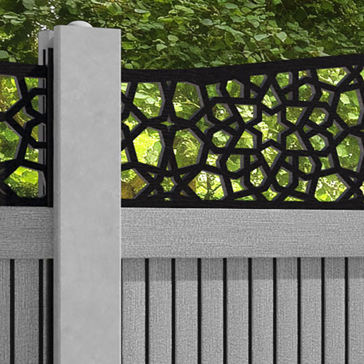 Virtis Nazira Curved Top Fence Panel - Light Grey - for existing concrete posts