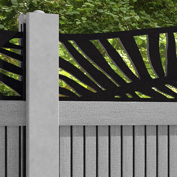 Virtis Palm Curved Top Fence Panel - Light Grey - for existing concrete posts