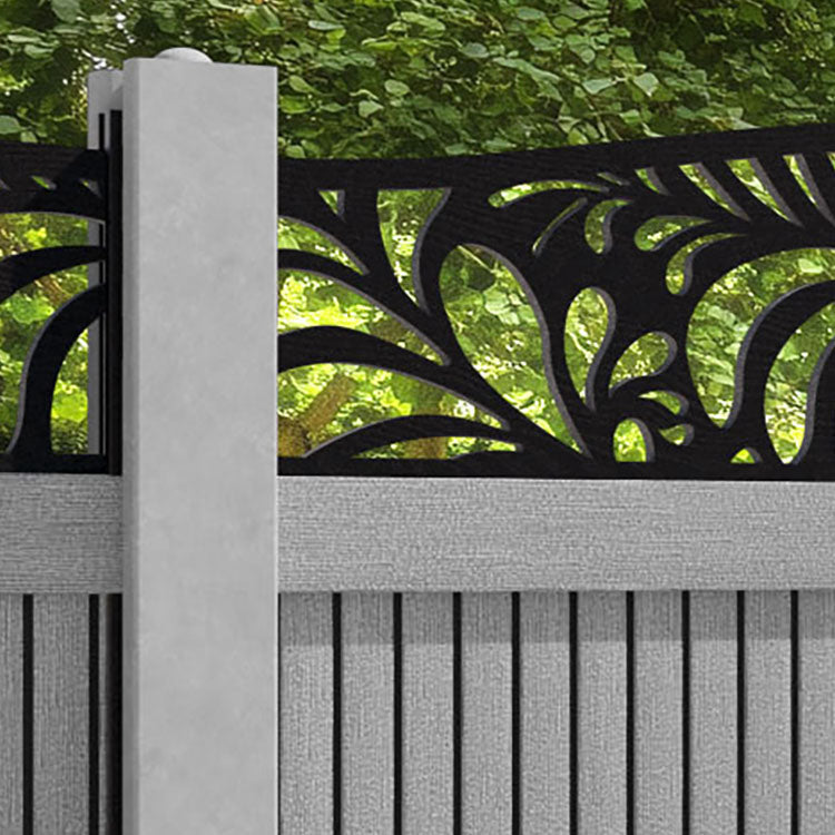 Virtis Petal Curved Top Fence Panel - Light Grey - for existing concrete posts