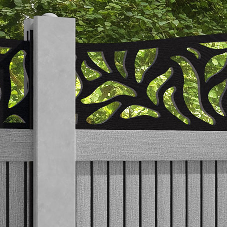 Virtis Plume Curved Top Fence Panel - Light Grey - for existing concrete posts