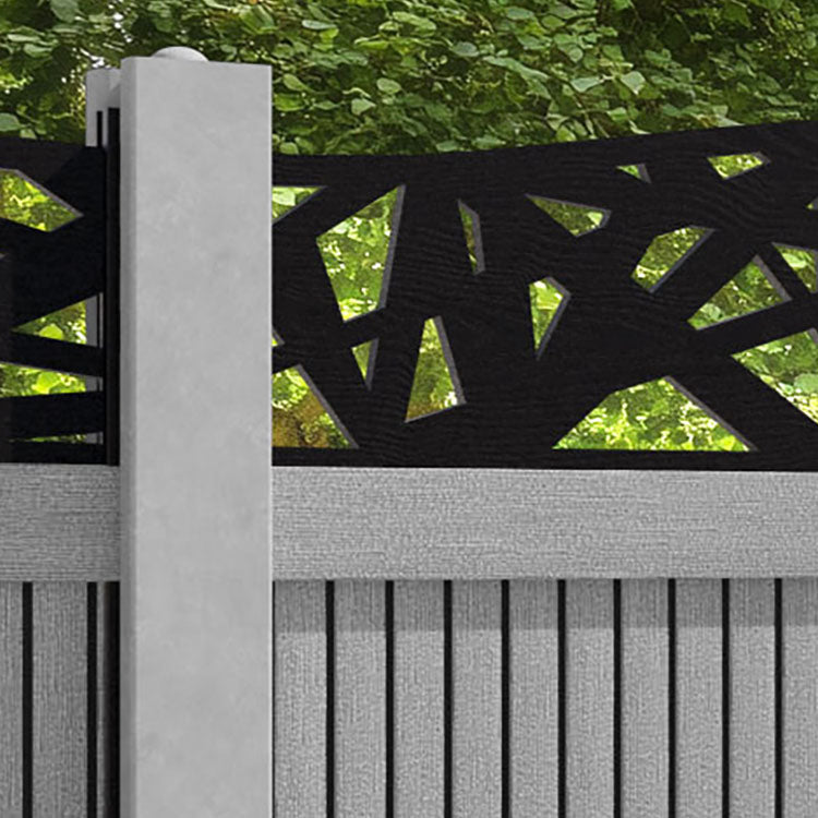Virtis Prism Curved Top Fence Panel - Light Grey - for existing concrete posts