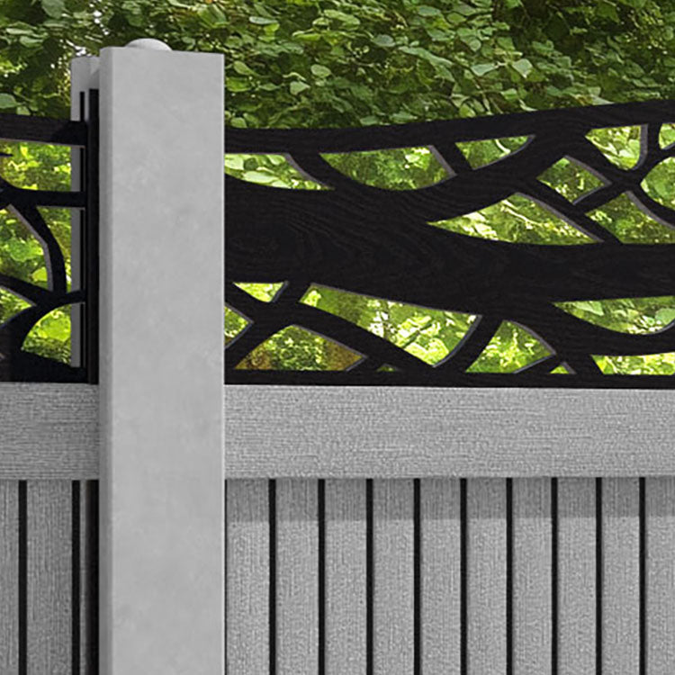 Virtis Twilight Curved Top Fence Panel - Light Grey - for existing concrete posts