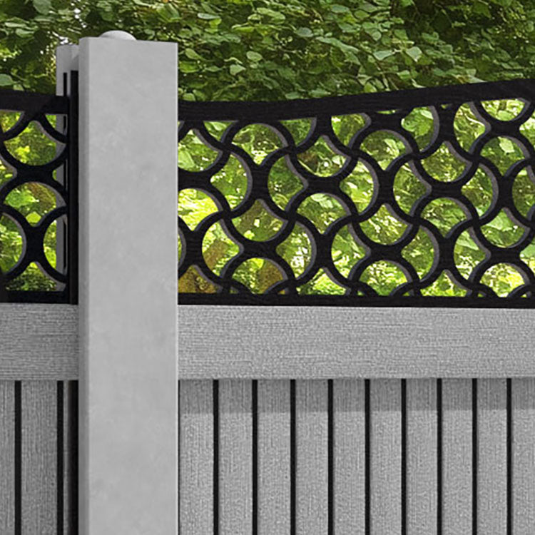 Virtis Vida Curved Top Fence Panel - Light Grey - for existing concrete posts