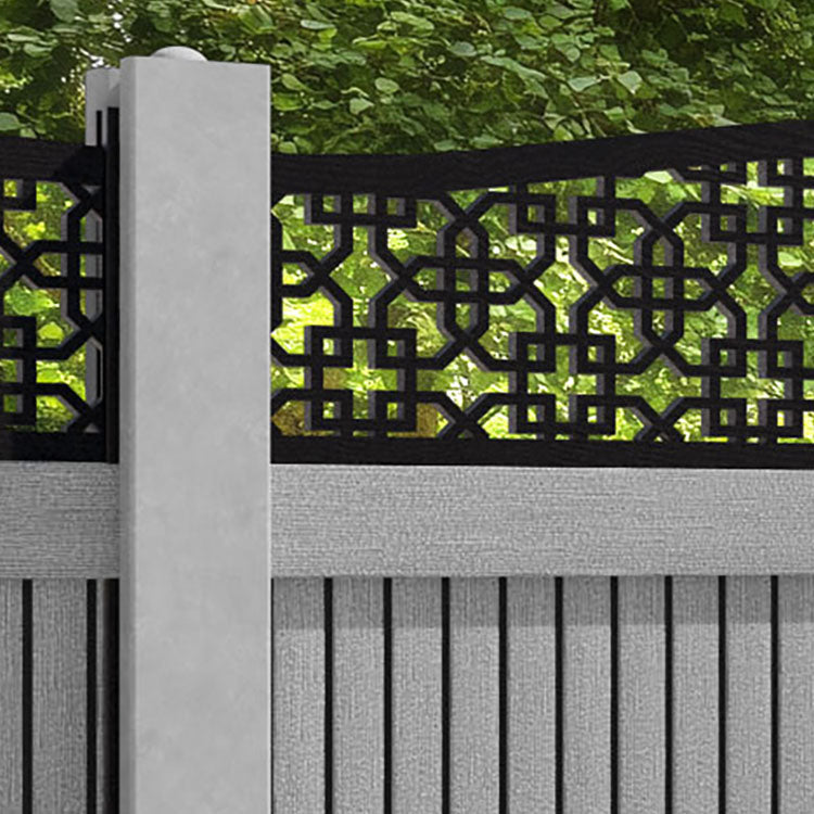Virtis Zaria Curved Top Fence Panel - Light Grey - for existing concrete posts