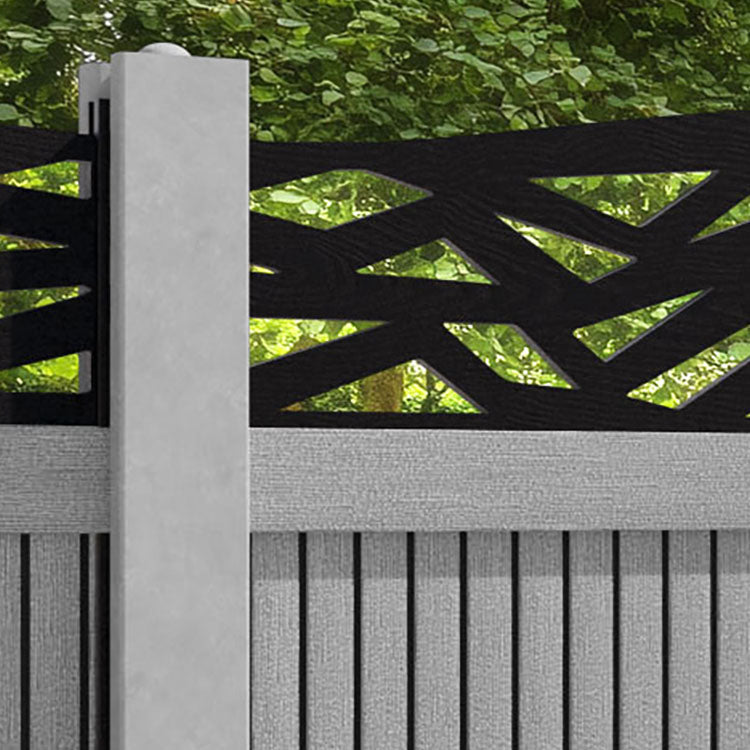 Virtis Zenith Curved Top Fence Panel - Light Grey - for existing concrete posts