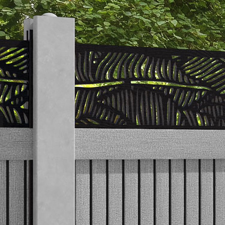 Virtis Feather Fence Panel - Light Grey - for existing concrete posts