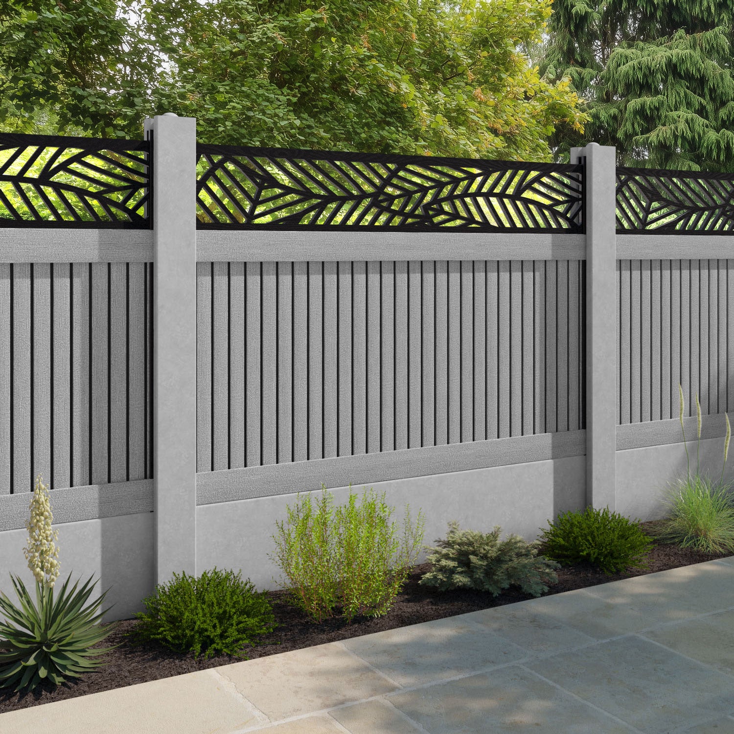 Virtis Habitat Fence Panel - Light Grey - for existing concrete posts