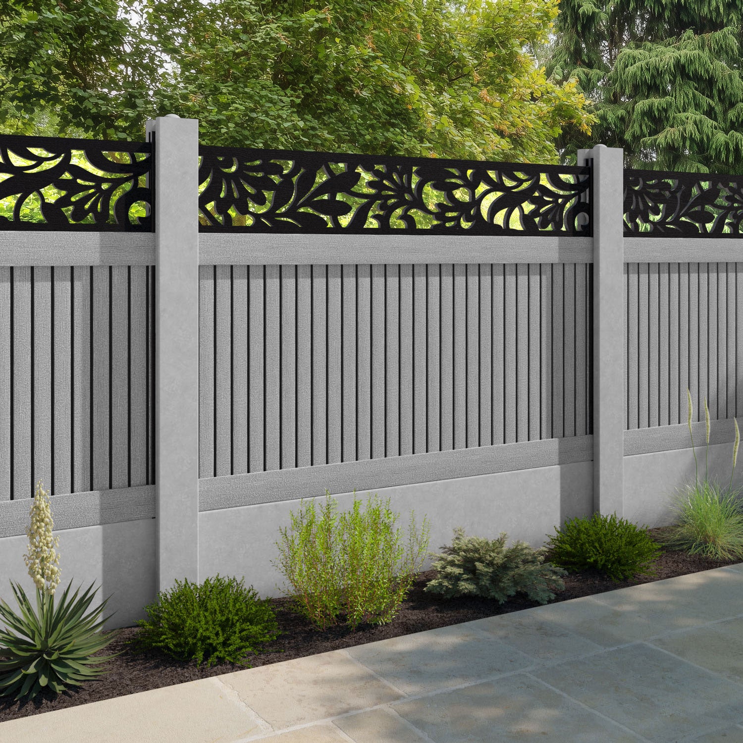 Virtis Heritage Fence Panel - Light Grey - for existing concrete posts