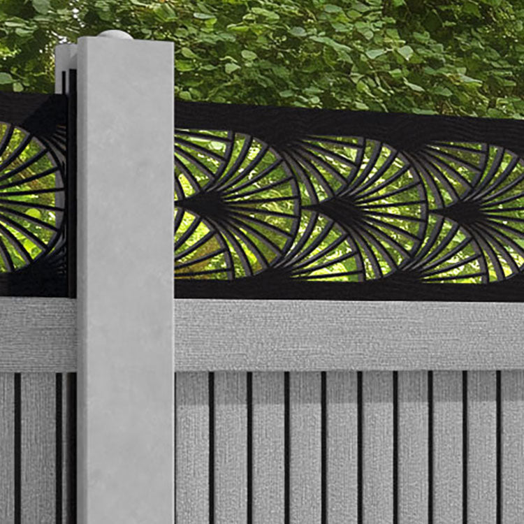 Virtis Laurel Fence Panel - Light Grey - for existing concrete posts