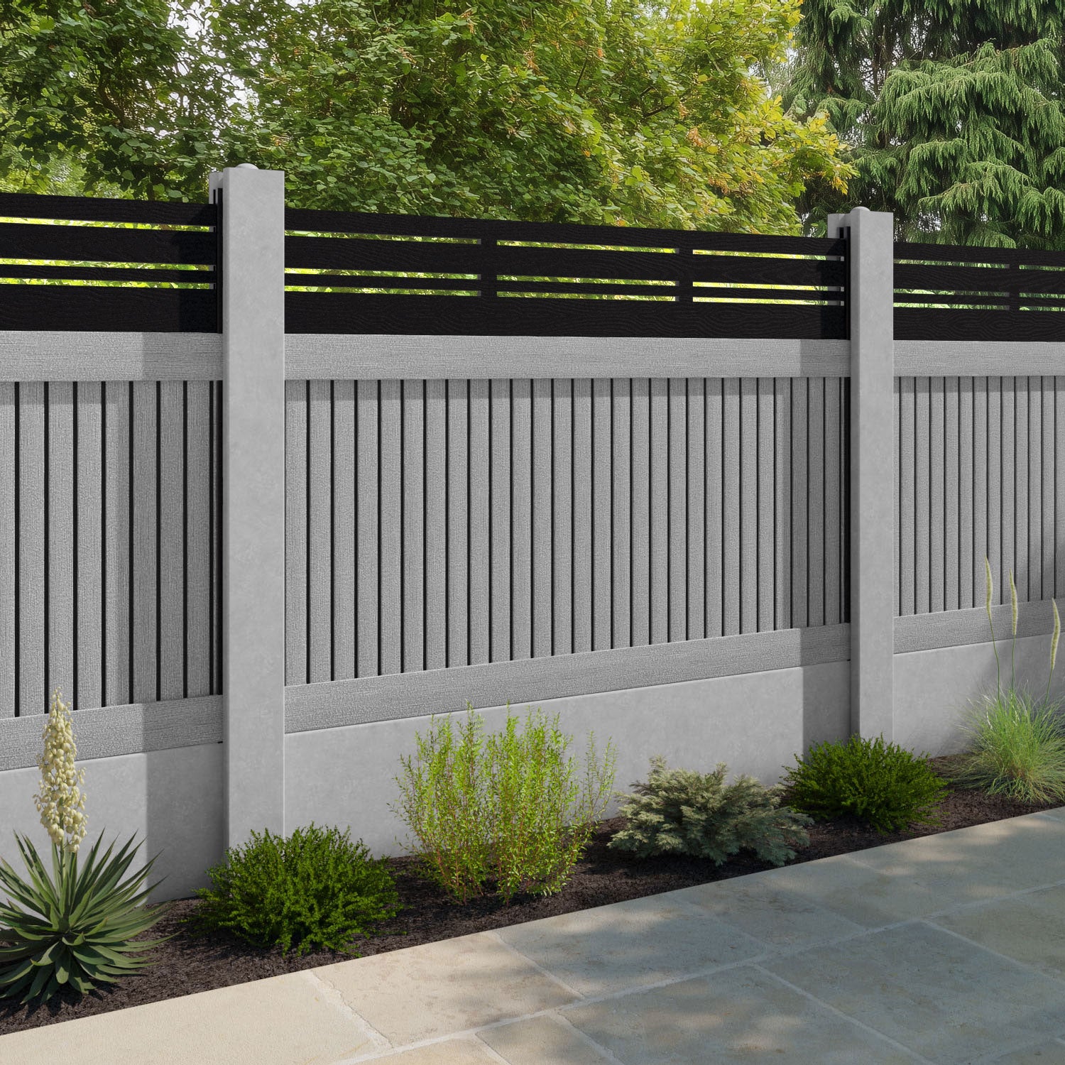 Virtis Linea Fence Panel - Light Grey - for existing concrete posts
