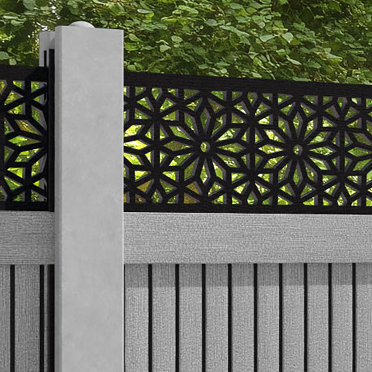 Virtis Narwa Fence Panel - Light Grey - for existing concrete posts