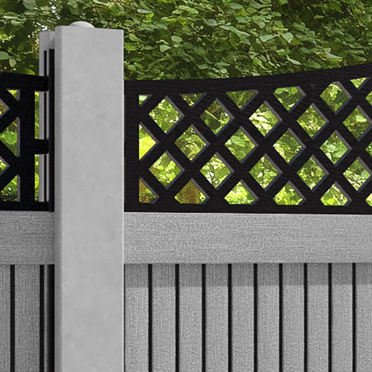 Virtis Oxford Curved Top Fence Panel - Light Grey - for existing concrete posts