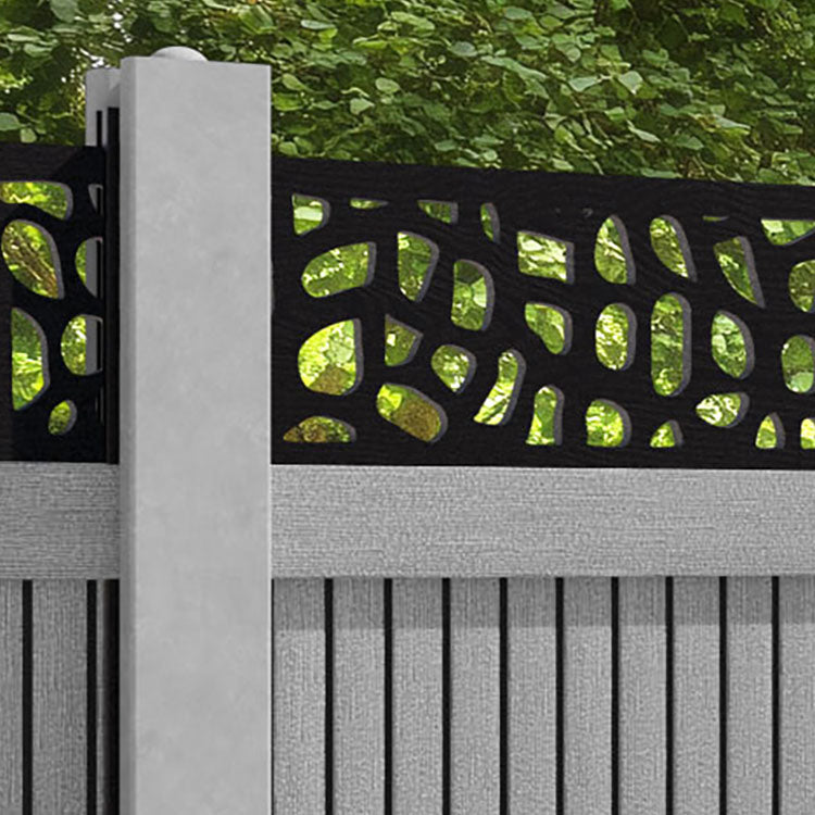 Virtis Pebble Fence Panel - Light Grey - for existing concrete posts