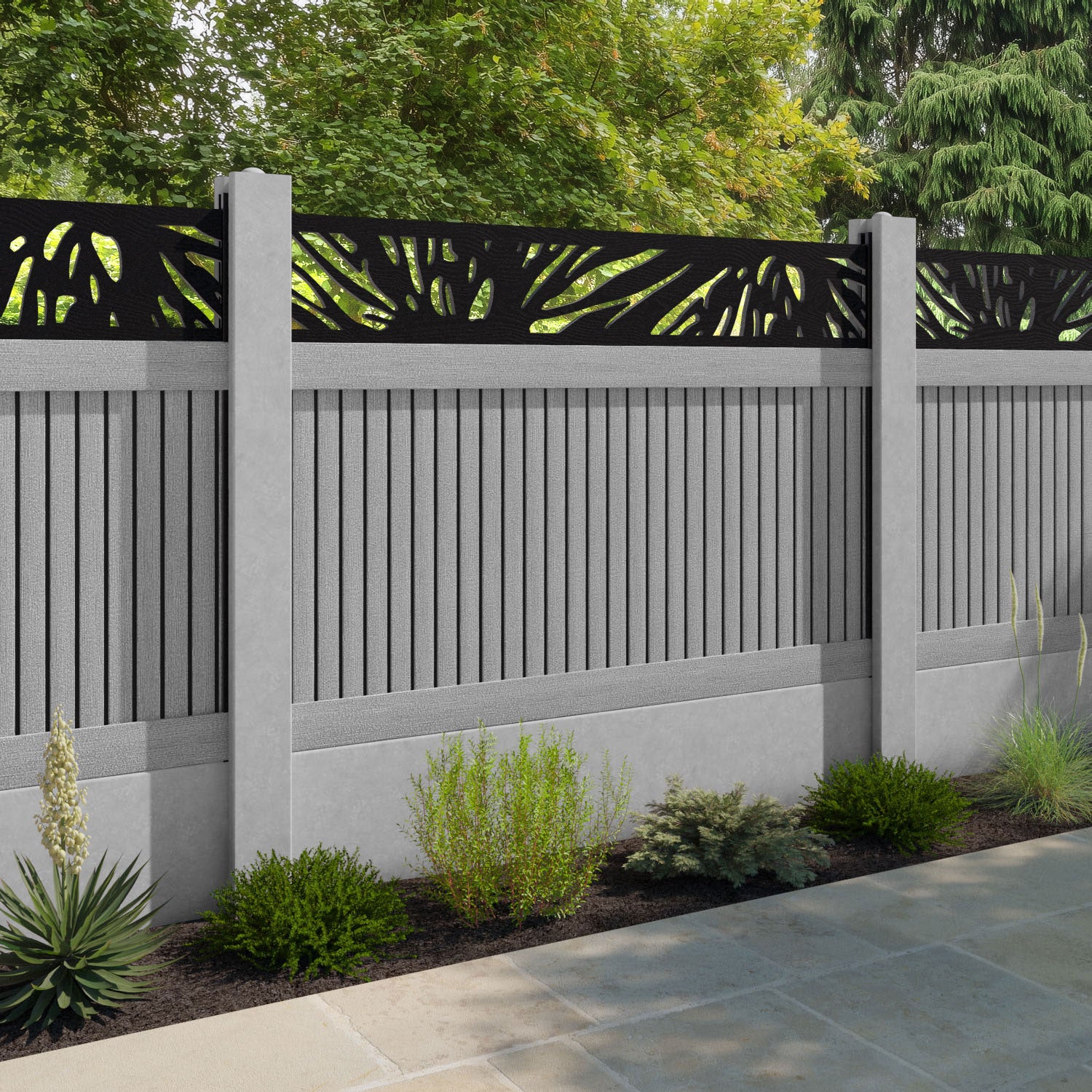 Virtis Poppy Fence Panel - Light Grey - for existing concrete posts