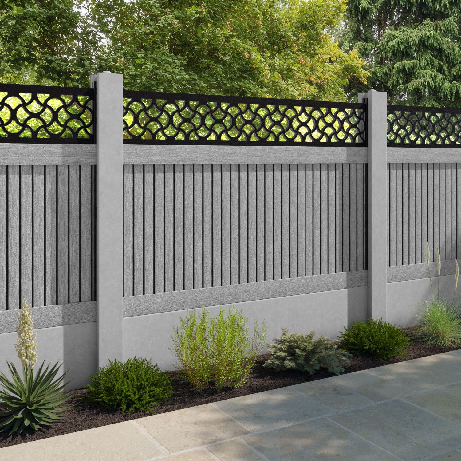 Virtis Vida Fence Panel - Light Grey - for existing concrete posts