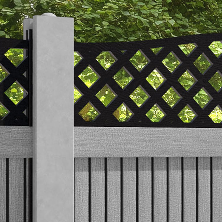 Virtis High Wave Fence Panel - Light Grey - for existing concrete posts