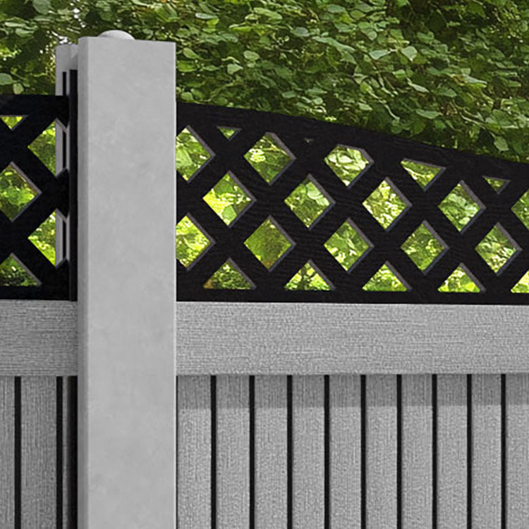 Virtis Low Wave Fence Panel - Light Grey - for existing concrete posts