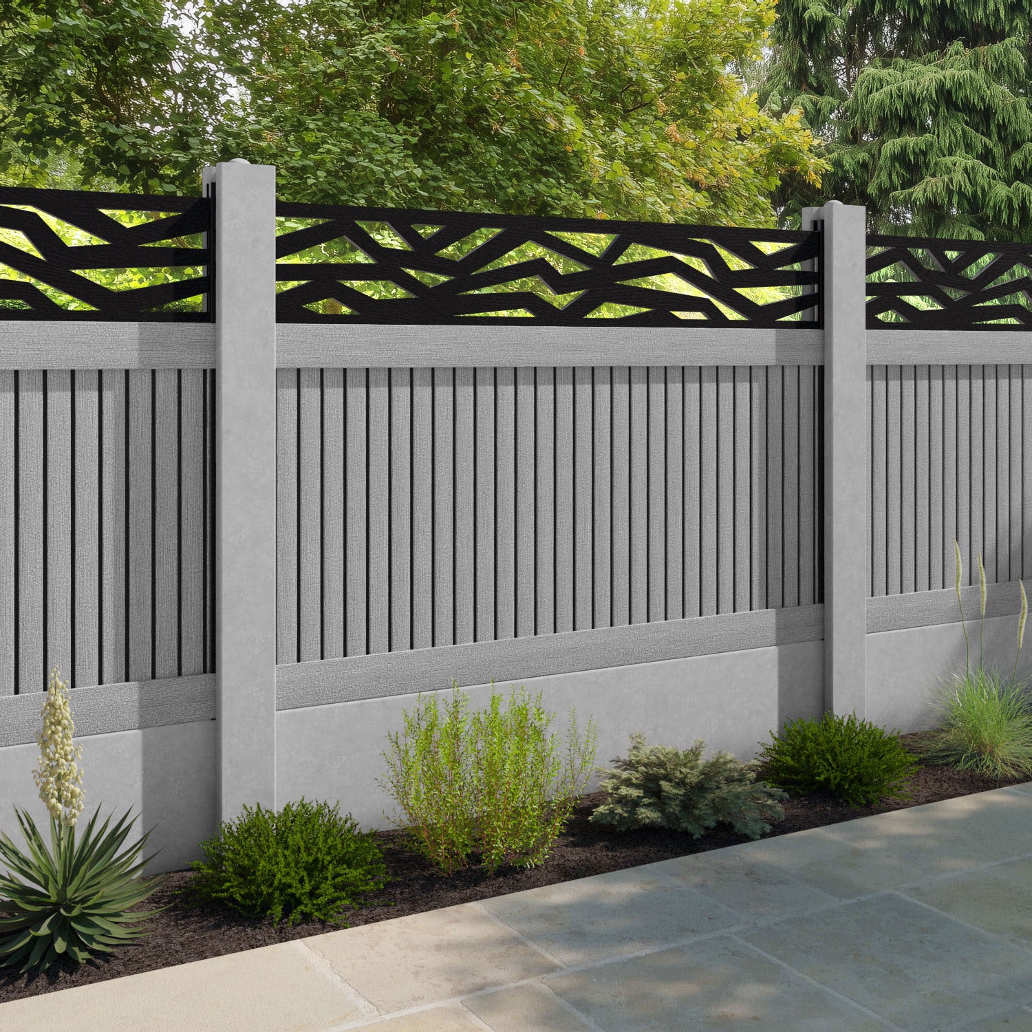Virtis Zenith Fence Panel - Light Grey - for existing concrete posts