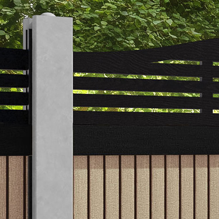 Virtis Aspen Curved Top Fence Panel - Light Oak - for existing concrete posts