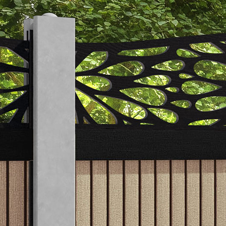 Virtis Blossom Curved Top Fence Panel - Light Oak - for existing concrete posts