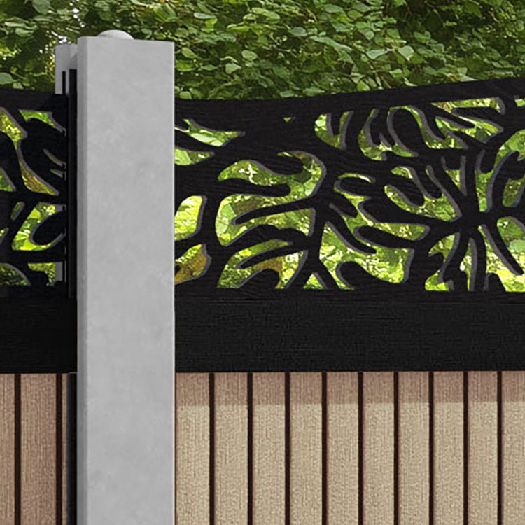Virtis Botanic Curved Top Fence Panel - Light Oak - for existing concrete posts