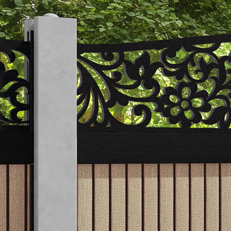 Virtis Eden Curved Top Fence Panel - Light Oak - for existing concrete posts