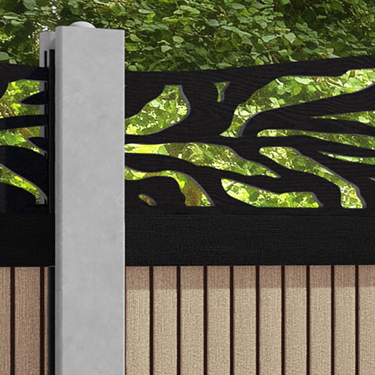 Virtis Malawi Curved Top Fence Panel - Light Oak - for existing concrete posts