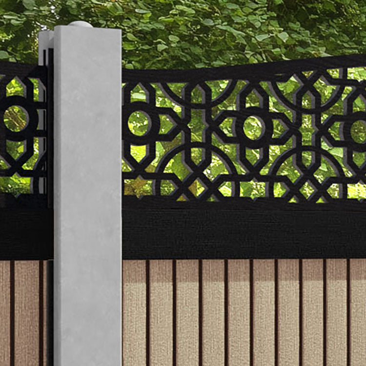 Virtis Nabila Curved Top Fence Panel - Light Oak - for existing concrete posts