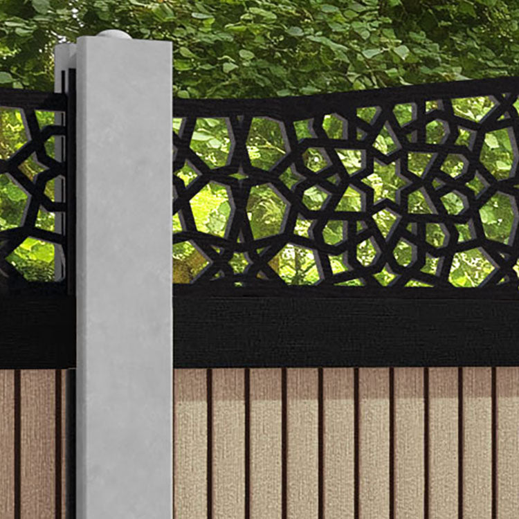 Virtis Nazira Curved Top Fence Panel - Light Oak - for existing concrete posts