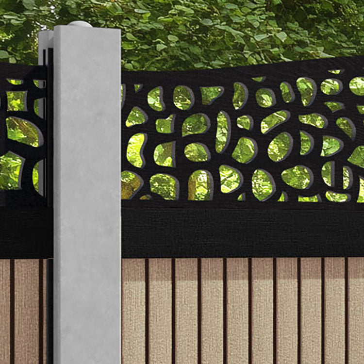 Virtis Pebble Curved Top Fence Panel - Light Oak - for existing concrete posts