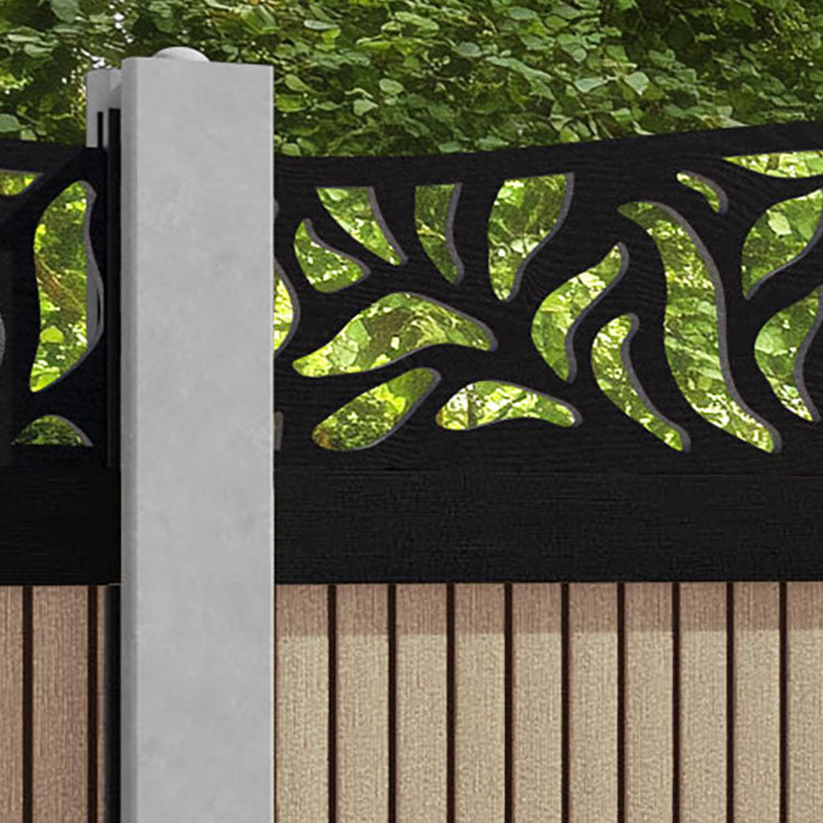 Virtis Plume Curved Top Fence Panel - Light Oak - for existing concrete posts