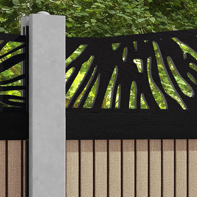 Virtis Poppy Curved Top Fence Panel - Light Oak - for existing concrete posts